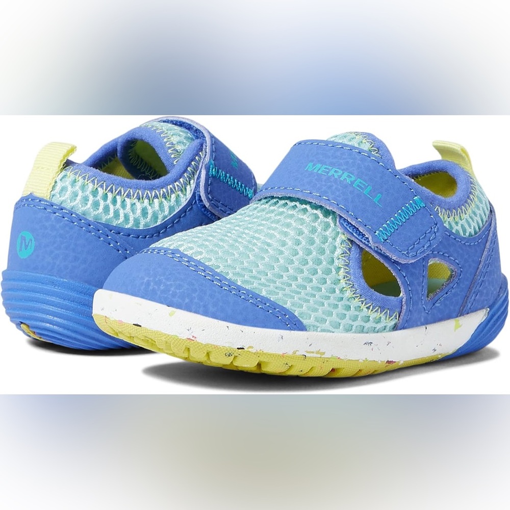 Merrell Kids Aqua Mesh and Blue Hook-and-Loop Water Shoes